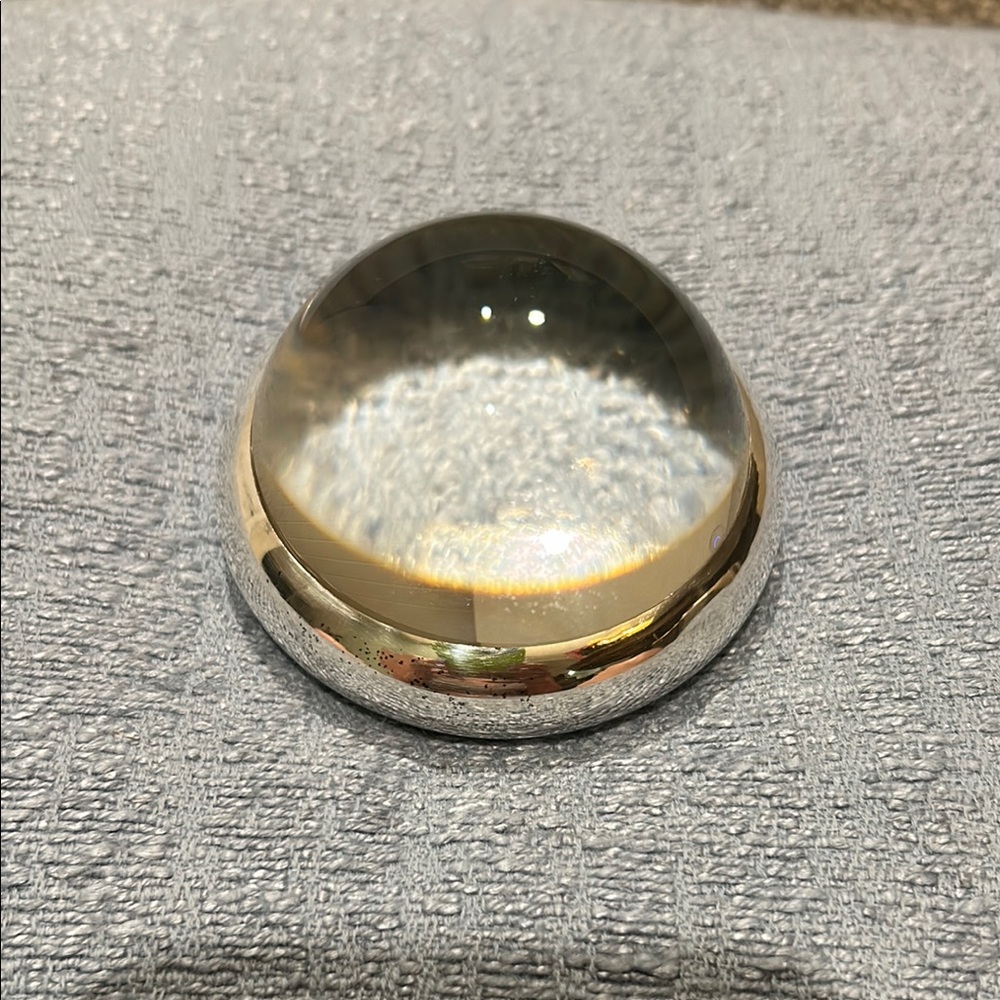 Elegant Magnifying Glass Paperweight with Silver Base stamp Ferretti Yatchts